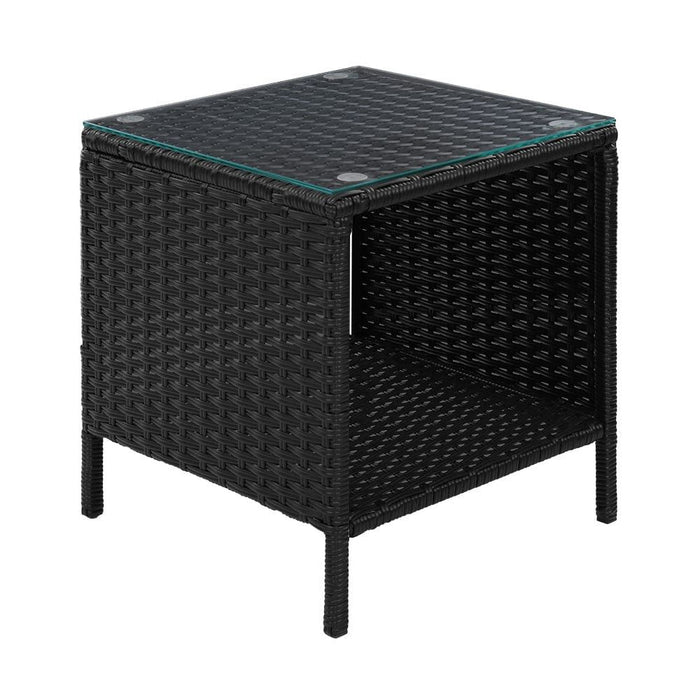 Gardeon Side Table Coffee Patio Outdoor Furniture Rattan Desk Indoor Garden Black -Home Living Store - -  