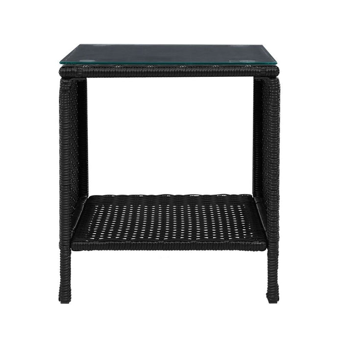 Gardeon Side Table Coffee Patio Outdoor Furniture Rattan Desk Indoor Garden Black -Home Living Store - -  