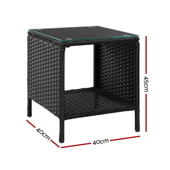 Gardeon Side Table Coffee Patio Outdoor Furniture Rattan Desk Indoor Garden Black -Home Living Store - -  