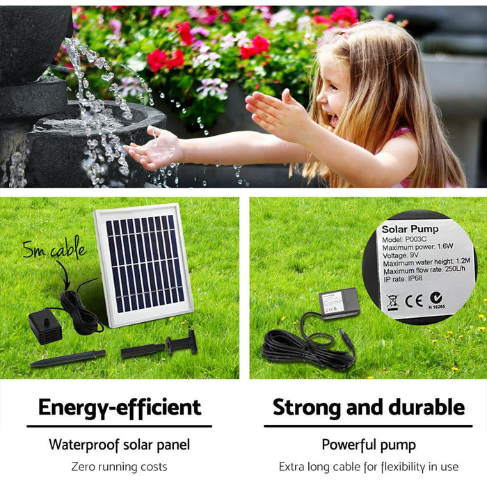 Gardeon Solar Fountain with LED Lights -Home Living Store - -  