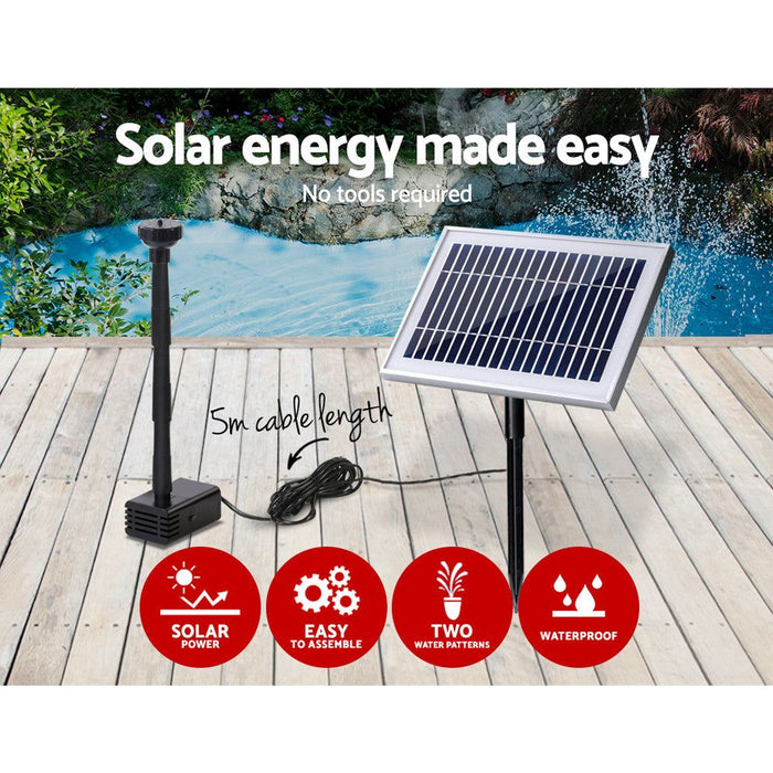 Gardeon Solar Pond Pump Powered Water Outdoor Submersible Fountains Filter 4.6FT -Home Living Store - -  
