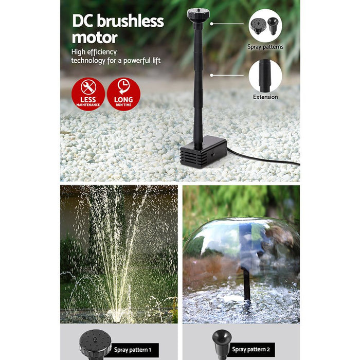 Gardeon Solar Pond Pump Powered Water Outdoor Submersible Fountains Filter 4.6FT -Home Living Store - -  