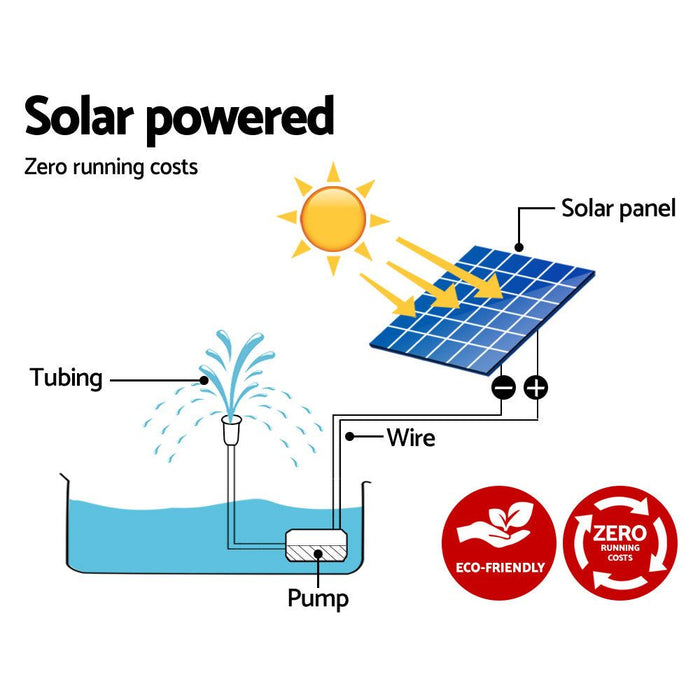 Gardeon Solar Pond Pump Powered Water Outdoor Submersible Fountains Filter 4.6FT -Home Living Store - -  