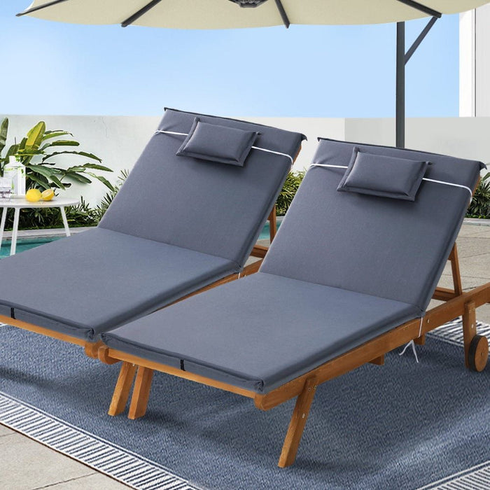 Gardeon Sun Lounger Wicker Lounge Day Bed Wheel Patio Outdoor Setting Furniture -Home Living Store - -  