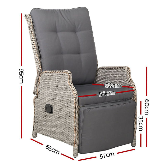 Gardeon Sun lounge Setting Recliner Chair Outdoor Furniture Patio Wicker Sofa -Home Living Store - -  