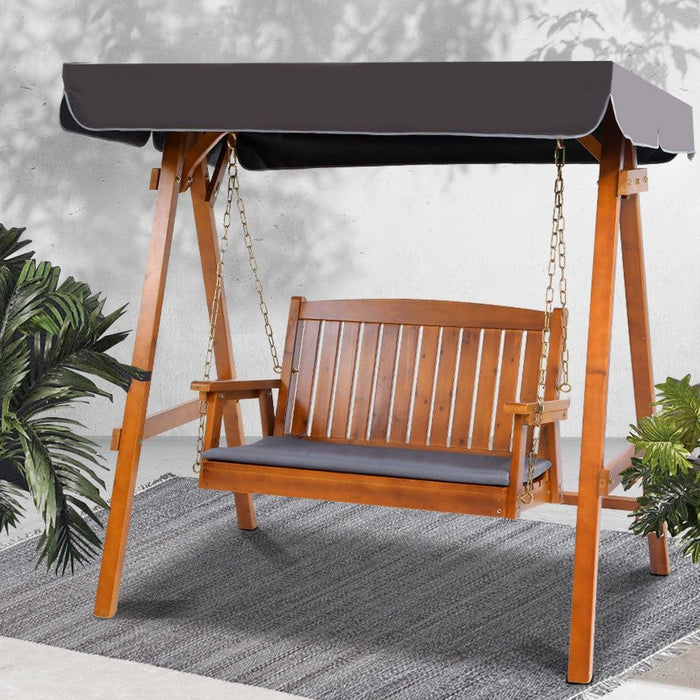 Gardeon Swing Chair Wooden Garden Bench Canopy 2 Seater Outdoor Furnit Home Living Store
