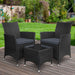 Gardeon Three Piece Bistro Wicker Outdoor Furniture Set Black -Home Living Store - -  