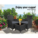 Gardeon Three Piece Bistro Wicker Outdoor Furniture Set Black -Home Living Store - -  
