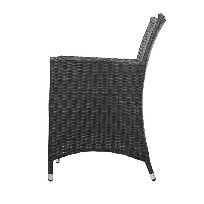 Gardeon Three Piece Bistro Wicker Outdoor Furniture Set Black -Home Living Store - -  