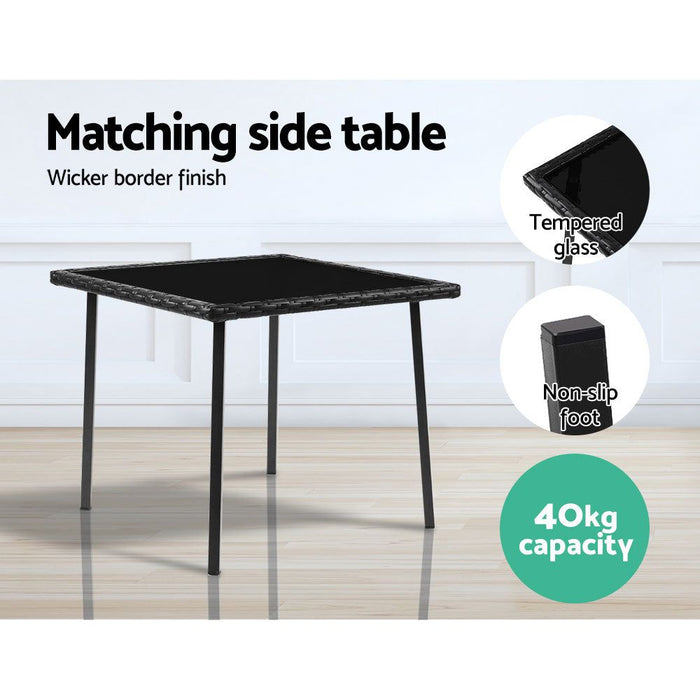 Gardeon Three Piece Outdoor Chair Rocking Set - Black -Home Living Store - -  