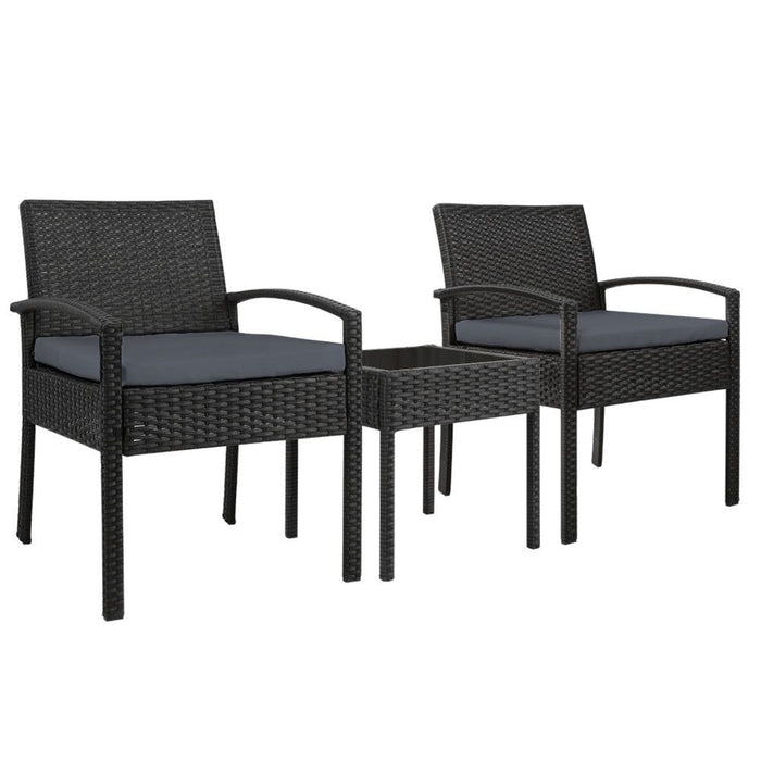 Gardeon Three Piece Outdoor Set - Black -Home Living Store - -  