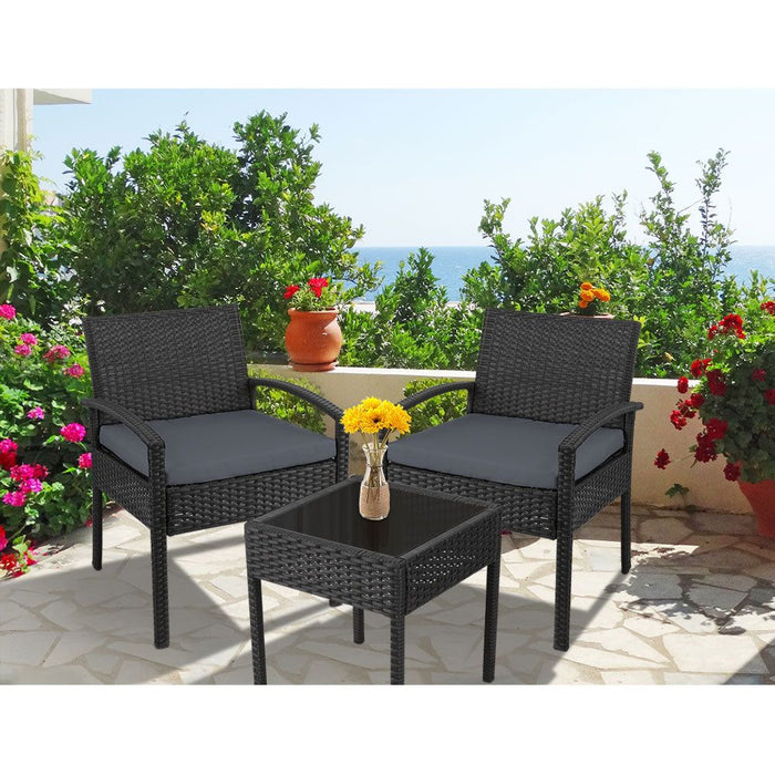 Gardeon Three Piece Outdoor Set - Black -Home Living Store - -  