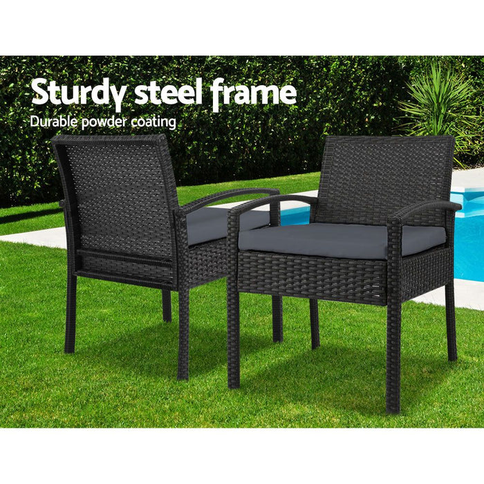 Gardeon Three Piece Outdoor Set - Black -Home Living Store - -  