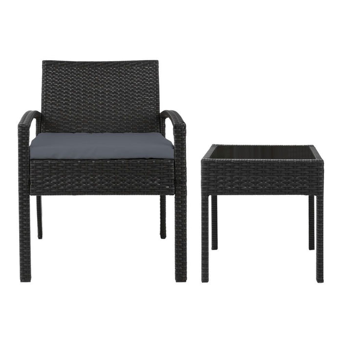 Gardeon Three Piece Outdoor Set - Black -Home Living Store - -  