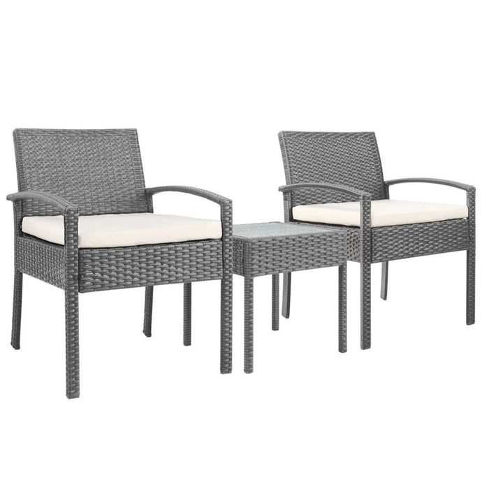 Gardeon Three Piece Outdoor Set - Grey -Home Living Store - -  