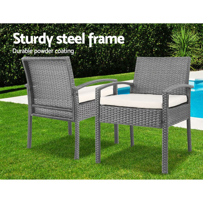 Gardeon Three Piece Outdoor Set - Grey -Home Living Store - -  