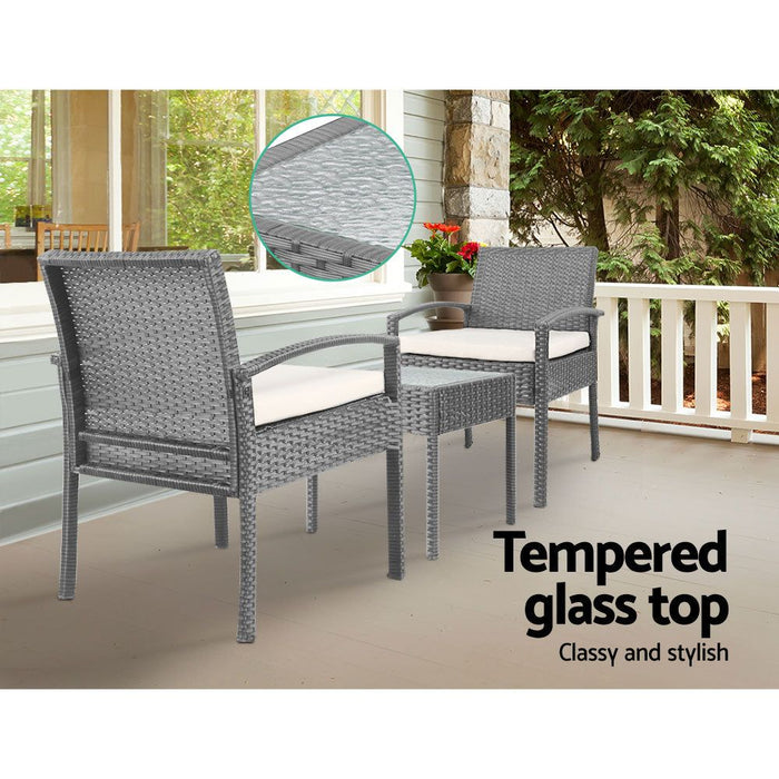 Gardeon Three Piece Outdoor Set - Grey -Home Living Store - -  