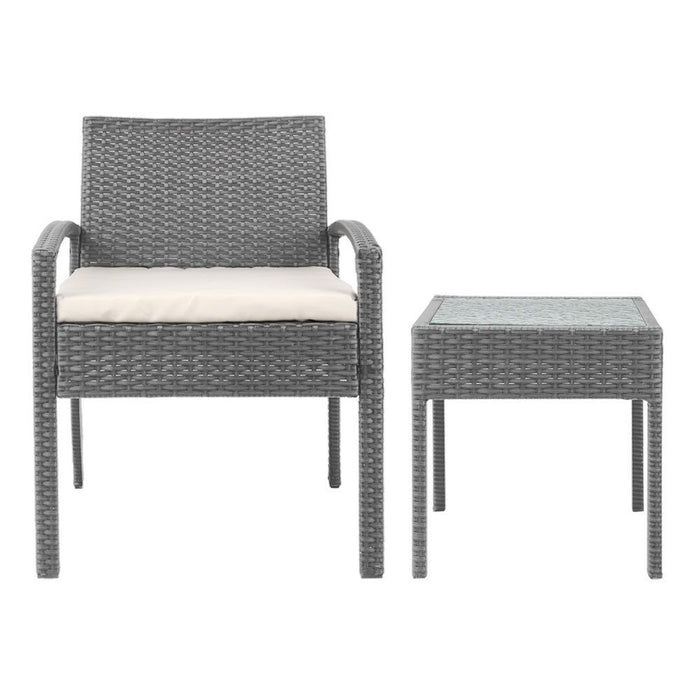 Gardeon Three Piece Outdoor Set - Grey -Home Living Store - -  
