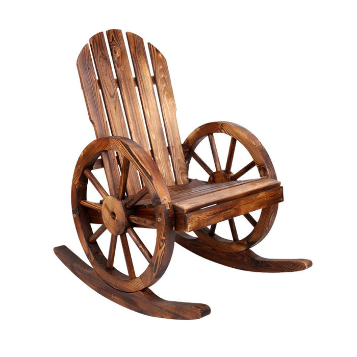 Gardeon Wagon Wheels Rocking Chair - Brown -Home Living Store - -  