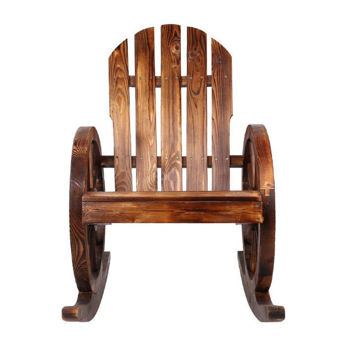 Gardeon Wagon Wheels Rocking Chair - Brown -Home Living Store - -  