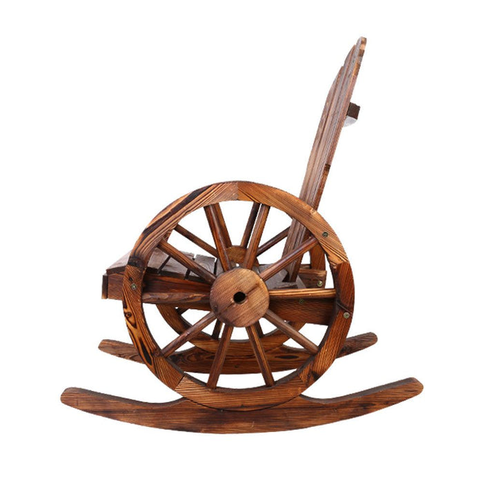 Gardeon Wagon Wheels Rocking Chair - Brown -Home Living Store - -  