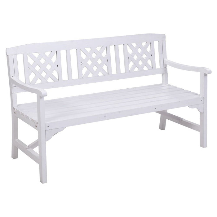 Gardeon Wooden Garden Bench 3 Seat Patio Furniture Timber Outdoor Lounge Chair White -Home Living Store - -  