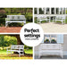 Gardeon Wooden Garden Bench 3 Seat Patio Furniture Timber Outdoor Lounge Chair White -Home Living Store - -  