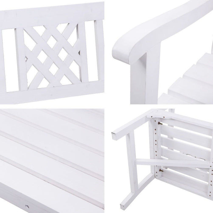 Gardeon Wooden Garden Bench 3 Seat Patio Furniture Timber Outdoor Lounge Chair White -Home Living Store - -  