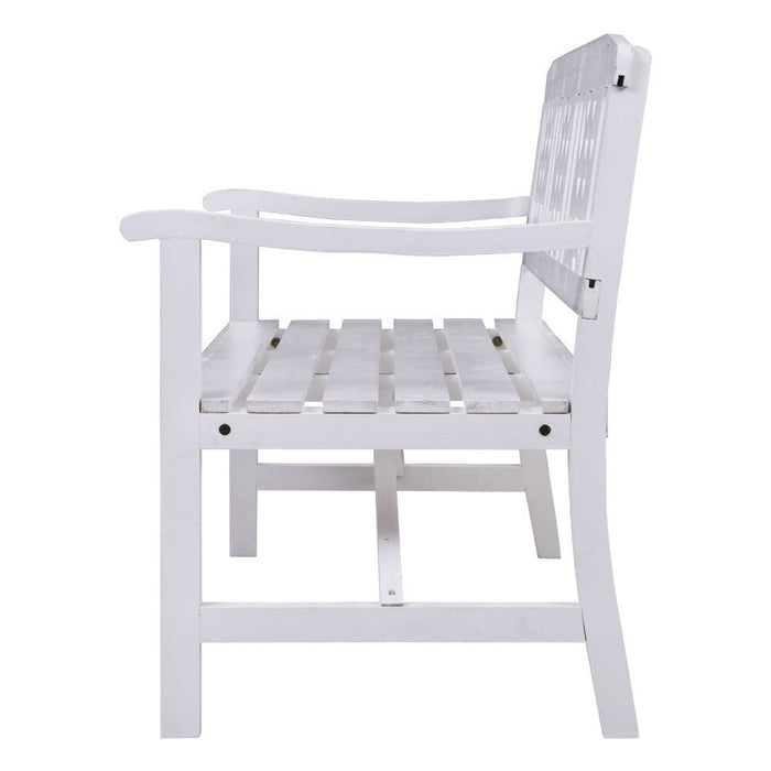 Gardeon Wooden Garden Bench 3 Seat Patio Furniture Timber Outdoor Lounge Chair White -Home Living Store - -  