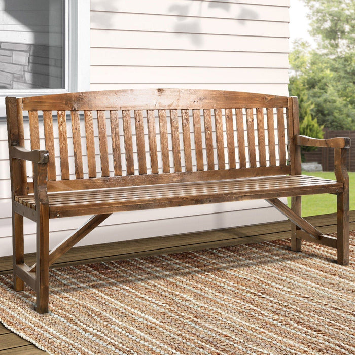 Gardeon Wooden Garden Bench Chair Natural Outdoor Furniture Décor Patio Deck 3 Seater -Home Living Store - -  