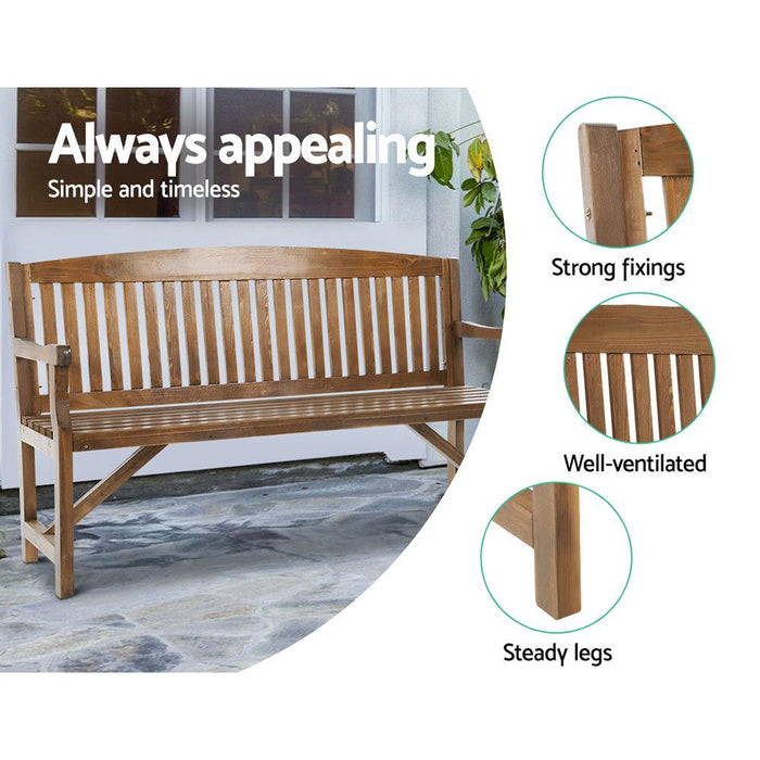 Gardeon Wooden Garden Bench Chair Natural Outdoor Furniture Décor Patio Deck 3 Seater -Home Living Store - -  