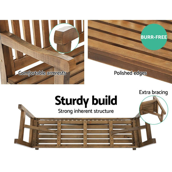 Gardeon Wooden Garden Bench Chair Natural Outdoor Furniture Décor Patio Deck 3 Seater -Home Living Store - -  