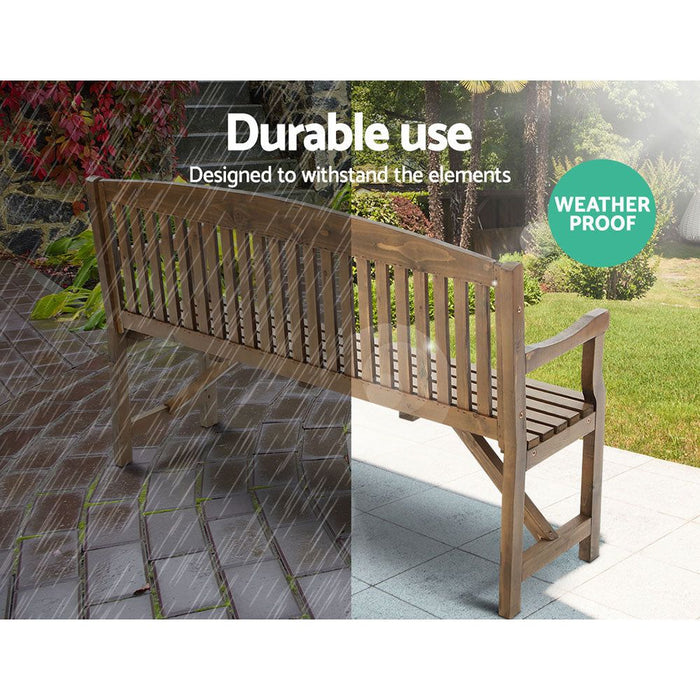 Gardeon Wooden Garden Bench Chair Natural Outdoor Furniture Décor Patio Deck 3 Seater -Home Living Store - -  