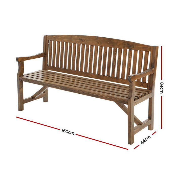 Gardeon Wooden Garden Bench Chair Natural Outdoor Furniture Décor Patio Deck 3 Seater -Home Living Store - -  
