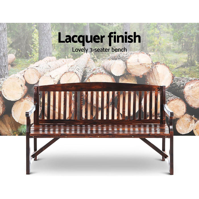 Gardeon Wooden Garden Bench Chair Natural Outdoor Furniture Décor Patio Deck 3 Seater -Home Living Store - -  