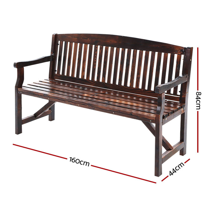 Gardeon Wooden Garden Bench Chair Natural Outdoor Furniture Décor Patio Deck 3 Seater -Home Living Store - -  
