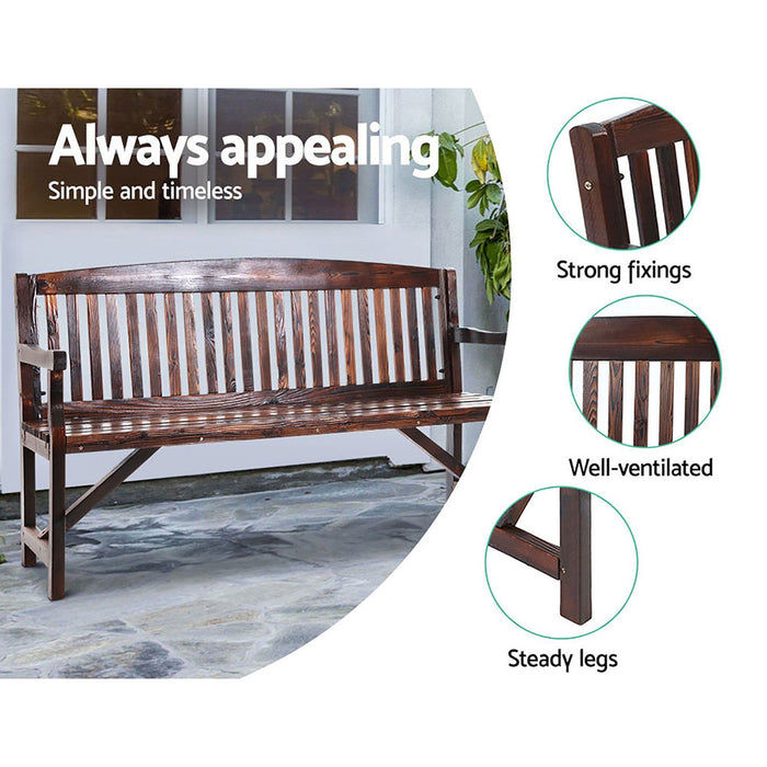 Gardeon Wooden Garden Bench Chair Natural Outdoor Furniture Décor Patio Deck 3 Seater -Home Living Store - -  