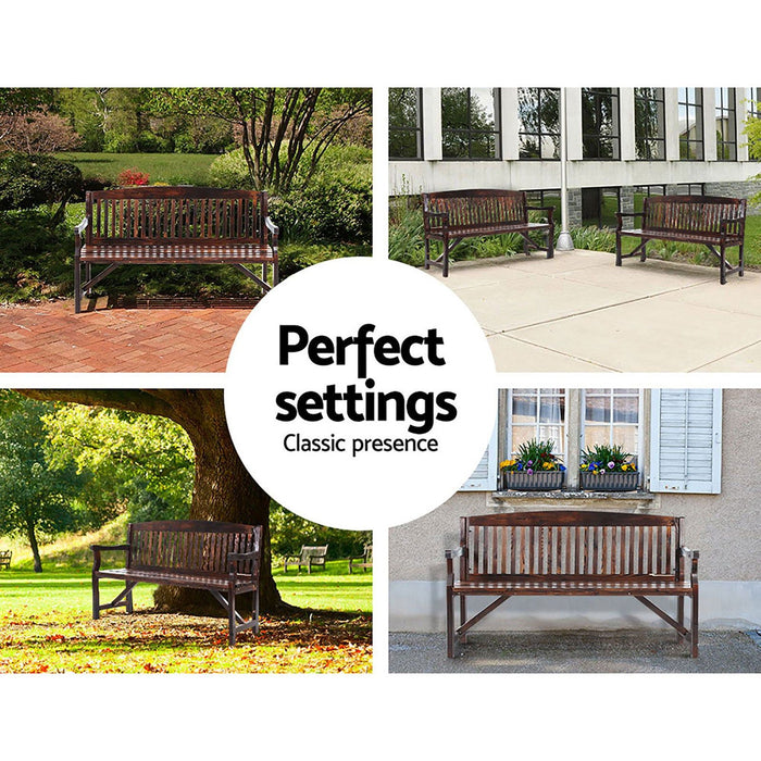Gardeon Wooden Garden Bench Chair Natural Outdoor Furniture Décor Patio Deck 3 Seater -Home Living Store - -  