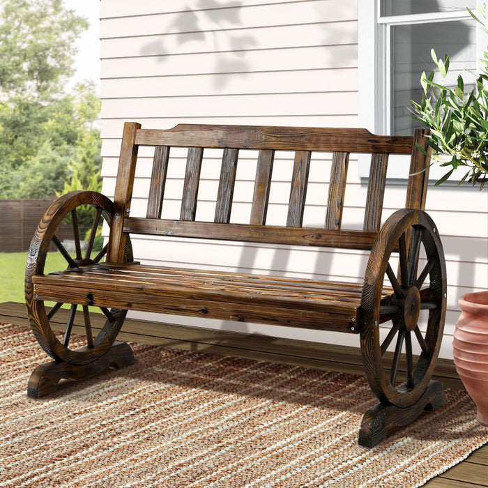 Gardeon Wooden Wagon Wheel Chair -Home Living Store - -  