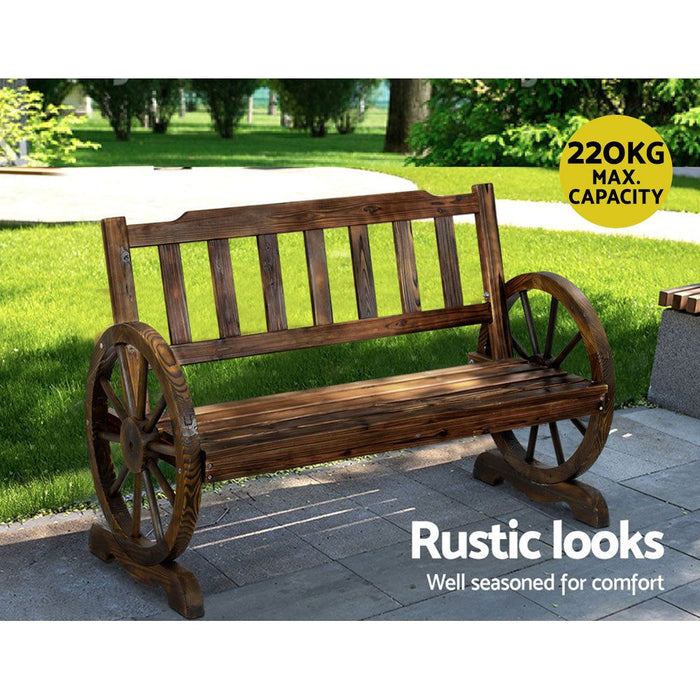 Gardeon Wooden Wagon Wheel Chair -Home Living Store - -  