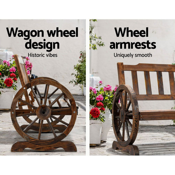 Gardeon Wooden Wagon Wheel Chair -Home Living Store - -  