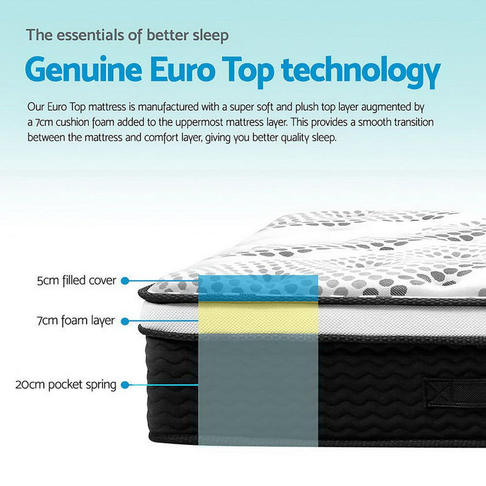 Giselle Bedding 32cm Mattress Euro Top Queen -Home Living Store - -  