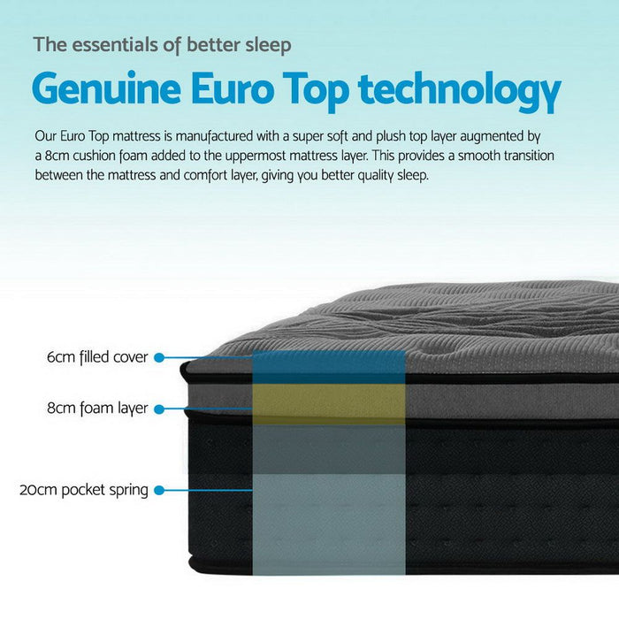 Giselle Bedding 34cm Mattress Bamboo Cover King Single -Home Living Store - -  