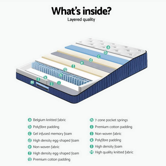 Giselle Bedding 34cm Mattress Cool Gel Memory Foam 7 Zone Queen -Home Living Store - -  