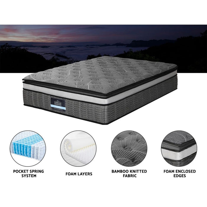 Giselle Bedding 34cm Mattress Double Layer Pocket Spring Queen -Home Living Store - -  