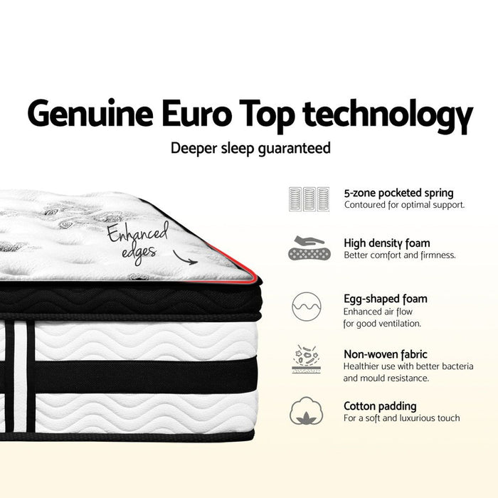 Giselle Bedding 34cm Mattress Euro Top Pocket Spring King -Home Living Store - -  
