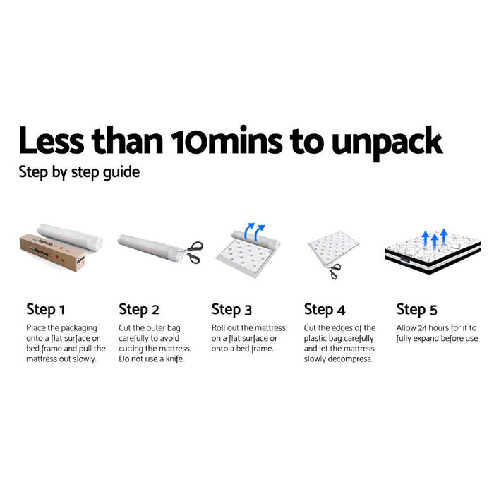 Giselle Bedding 34cm Mattress Euro Top Pocket Spring Queen -Home Living Store - -  