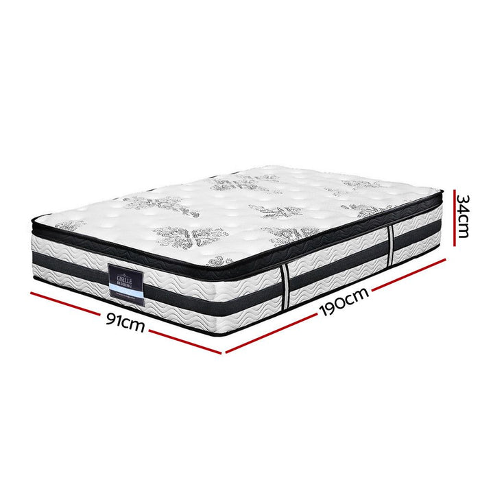 Giselle Bedding 34cm Mattress Euro Top Pocket Spring Single -Home Living Store - -  