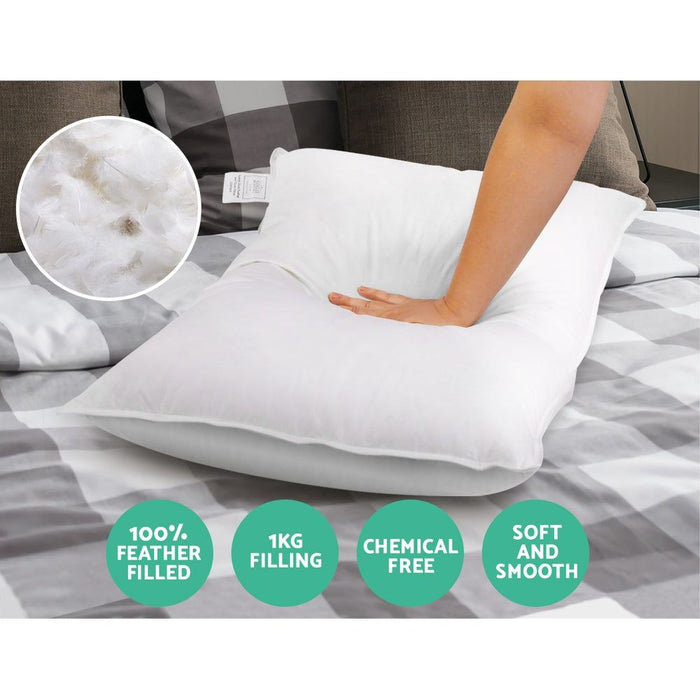 Giselle Bedding Duck Feather Down Pillow Twin Pack -Home Living Store - -  