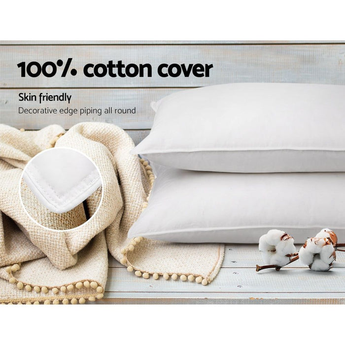 Giselle Bedding Duck Feather Down Pillow Twin Pack -Home Living Store - -  
